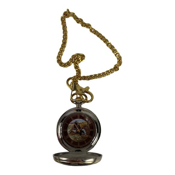 Franklin Mint Bald Eagle Wings of Freedom Heart of Glory Pocket Watch & Display - Picture 4 of 8